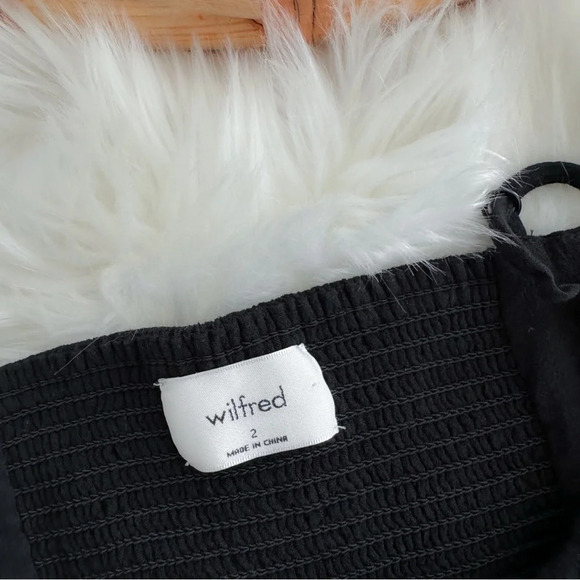 Aritzia Wilfred Bellow Mini Dress Black Front Tie Sleeveless Babydoll - Picture 8 of 13